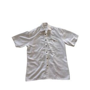 Moda Campia Men's Small White Short Sleeve Button Down Shirt - Rayon Blend